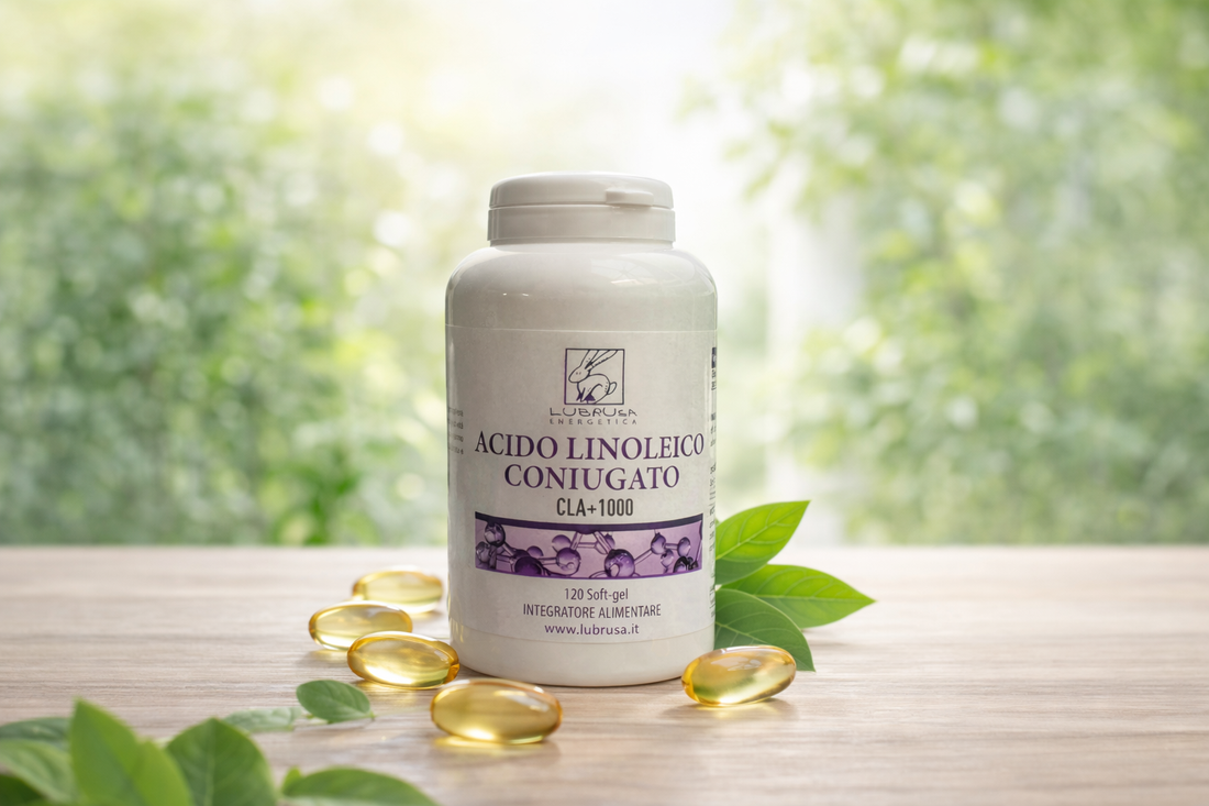 CLA+1000 Acido Linoleico Coniugato Lubrusa Energetica - 120 Soft-gel con foglie verdi e capsule
